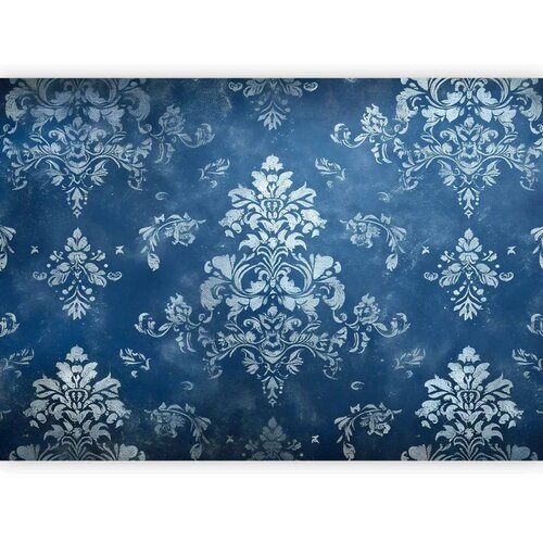  Foto tapeta - Retro Ornament Decorative Motif in Worn Blues 150x105 Standard Slike