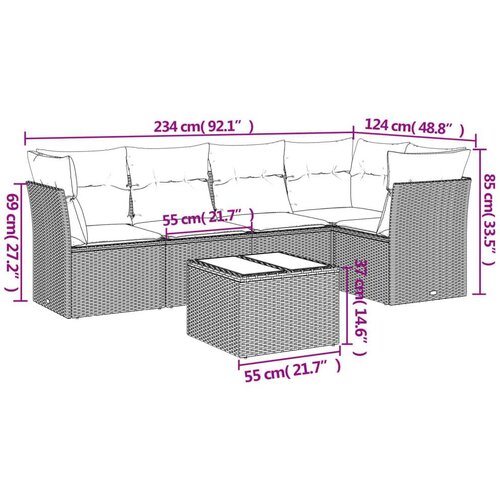 vidaXL 6-dijelni set vrtnih sofa s jastucima bež od poliratana Cijene