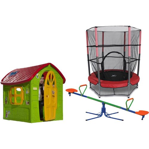  Dečiji komplet za dvori&scaron;te ( SET 5 ) Kućica + trambolina + Klackalica Cene