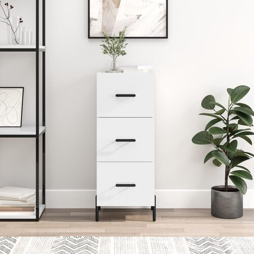 VidaXL Komoda visok sijaj bela 34,5x34x90 cm inženirski les Slike