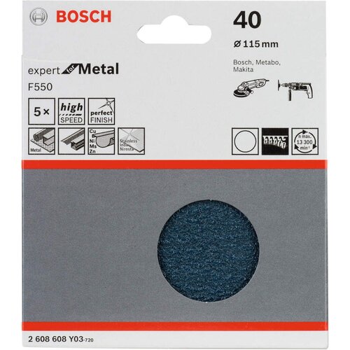 Bosch brusni list F550, pakovanje od 5 komada 115 mm, 40 pakovanje od 5 komada - 2608608Y03 Slike