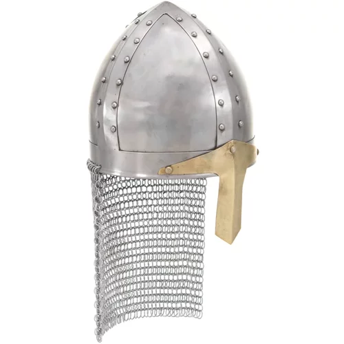 vidaXL Replika križarske viteške kacige za LARP srebrna čelična