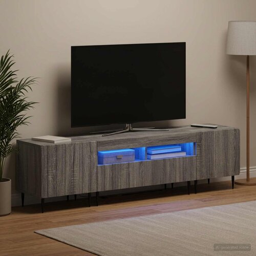  3-dijelni LED TV kabinet ZWOLLE Siva Sonoma Konstruirano drvo Cijene