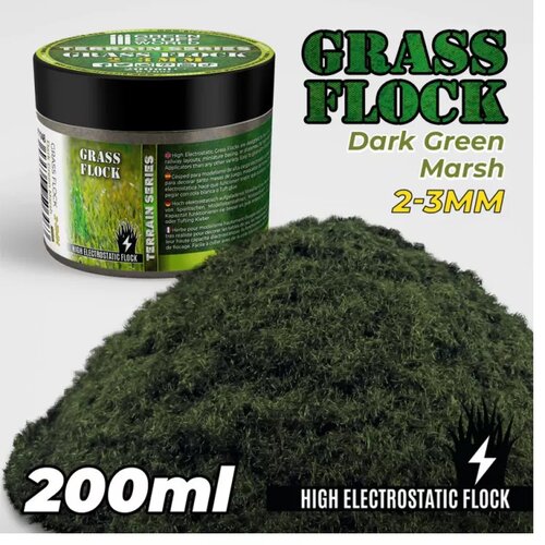 Green Stuff World grass flock - dark green marsh 2-3mm (200ml) Cene