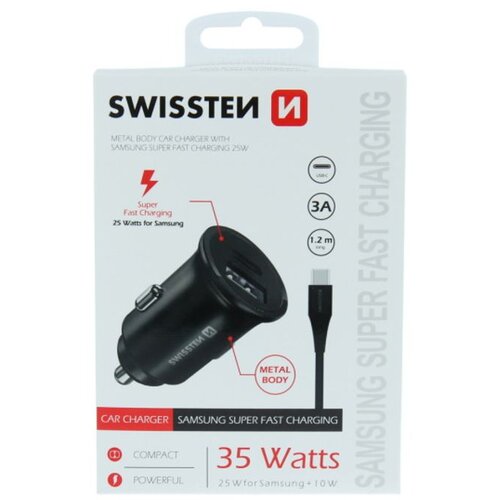 Swissten punjač za auto CL PRO Samsung Super Fast 25W + USB-C kabel 1.2m Cijene