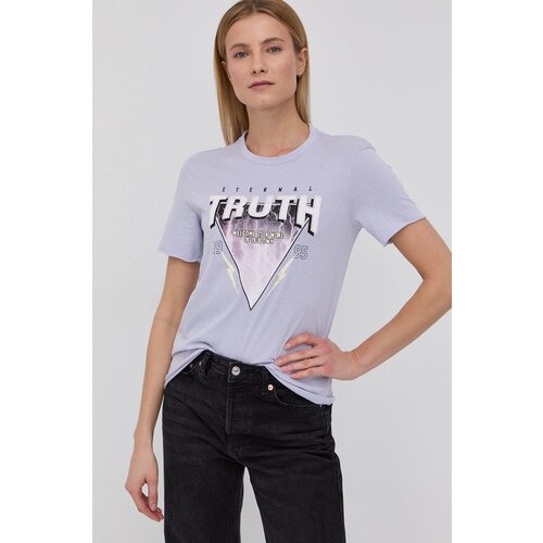 Only Bombažen t-shirt vijolična barva Slike