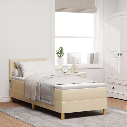 VidaXL Krevet s podnicom s madracem krem 80x200 cm tkanina Slike