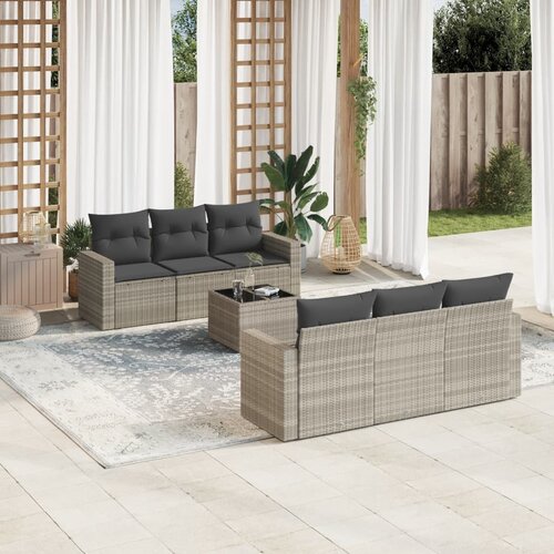vidaXL 7-dijelni set vrtnih sofa svjetlosivi od poliratana Cijene