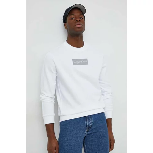 Calvin Klein Bombažen pulover moška, bela barva