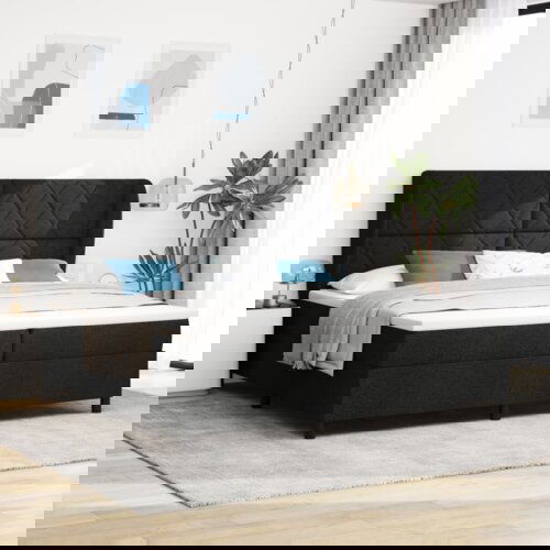 Box Spring krevet s madracem Crna 200x200 cm Tkanina Cijene