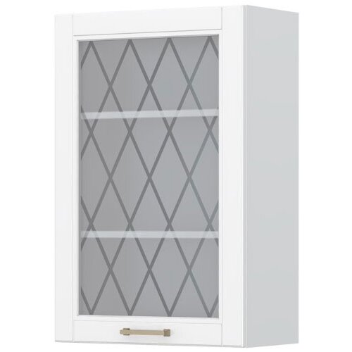 Jela VISOKI VISEI ELEMENT ZA KUHINJO TARA S STEKLENIMI VRATCI V9-60-1KS -Bela mat lak Slike