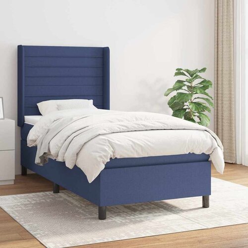  Krevet s oprugama i madracem plavi 90 x 200 cm od tkanine Slike