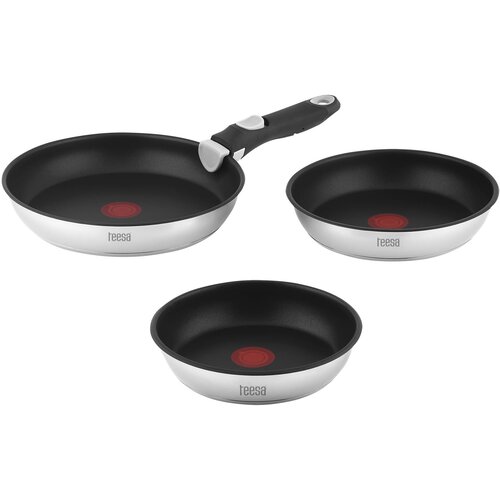 Set od 3 sklopive tave od nehrđajućeg čelika s ručkom koja se može skinuti FRYING PANS SINGLE HAND Cijene
