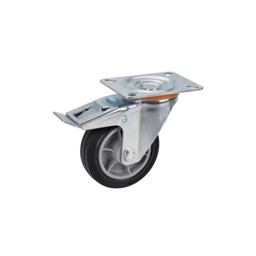 D&amp;Ouml;RNER&amp;amp;HELMER 716852 TPE okretni kotač 100x30mm, Rola, total lock, ploča 100x85mm, PP obod sivi, Trkr. 70 kg Slike