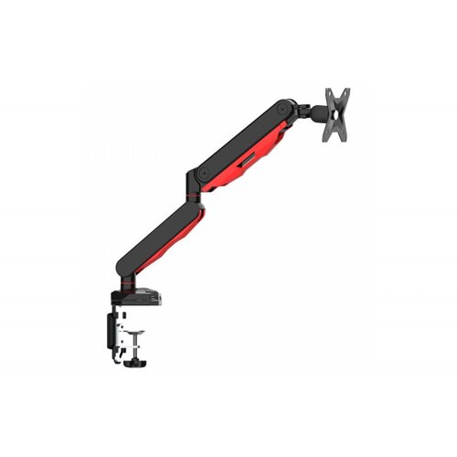 Iiyama Gaming desk mount for single monitor with height adjustable gas spring. Deskmount with clamp or grommet. Monitor up to 9kg, VESA 75x75 or 100x100mmUSB ports (1x power only, 1x loop through USB) Red light effect in base Slike