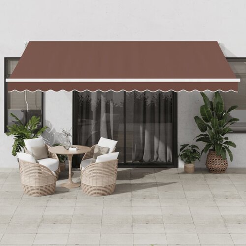 VidaXL Avtomatsko zložljiva tenda rjava 450x300 cm Slike