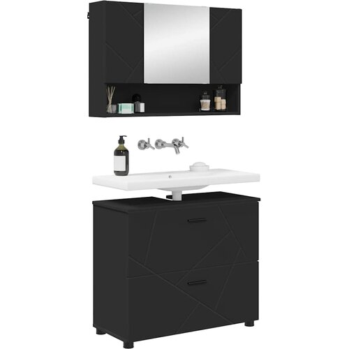  Set namje&amp;scaron;taja za kupaonicu 2 kom. Crna 76,5 x 35 x 64 cm Slike