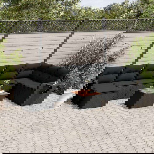  9-dijelni set vrtnih sofa s jastucima crni od poliratana Cijene