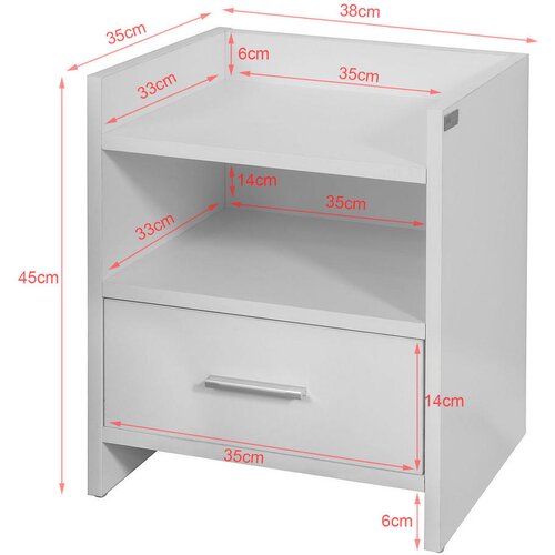 SoBuy nočna omarica s predalom v beli barvi v skandinavskem slogu, (20815131) Cene