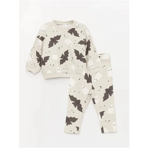 LC Waikiki LCW Baby Crew Neck Long Sleeve Printed Baby Boy Sweatshirt and Leggings 2- Set