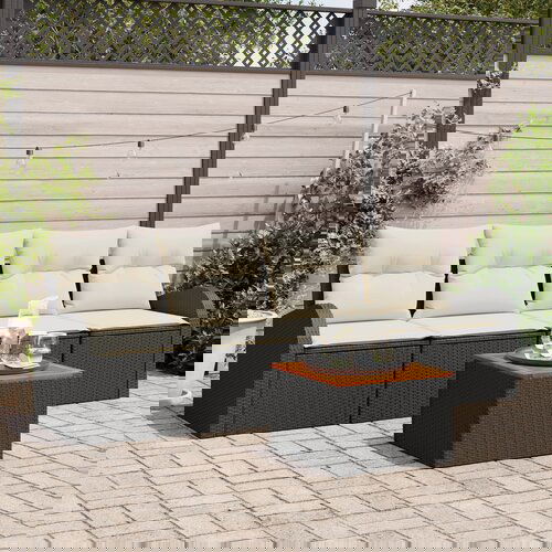 vidaXL set od 5 dijelova vrtne sofe s jastučićima crni poli ratan akacija Cijene