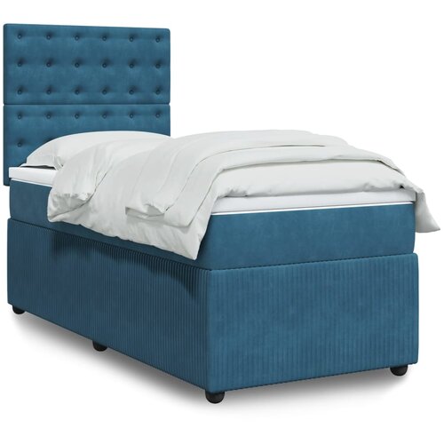 VidaXL Box spring postelja z vzmetnico modra 90x190 cm žamet Slike