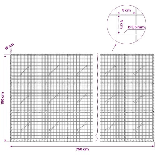  Gabion s žicom debljine 3 5 mm i mrežom 5x5 cm 750x10x150 cm - 10 cm 150 cm 750 cm Slike