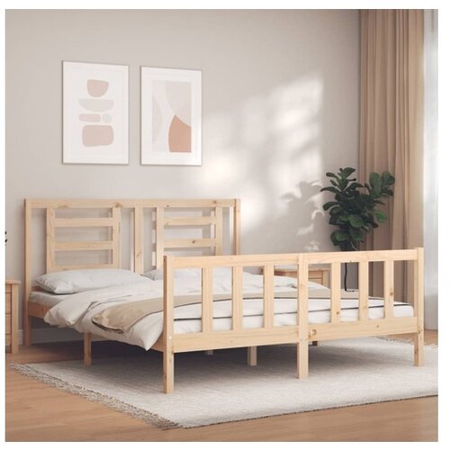 vidaXL Okvir kreveta s uzglavljem veliki bračni od masivnog drva Cijene