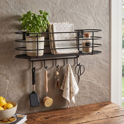 Hanah home zidna polica Tere, 34 cm, crna Cene
