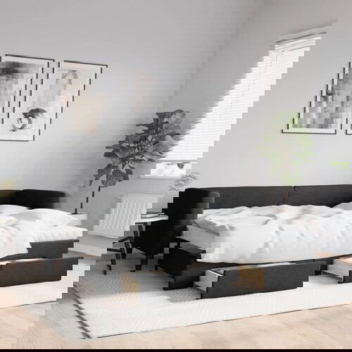 VidaXL Izvlečna dnevna postelja s predali črna 80x200 cm blago Slike
