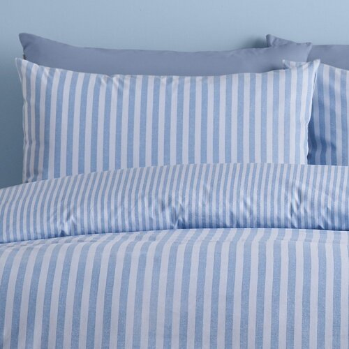 Catherine Lansfield Modra enojna posteljnina 135x200 cm Epping Textured Stripe &amp;ndash; Slike