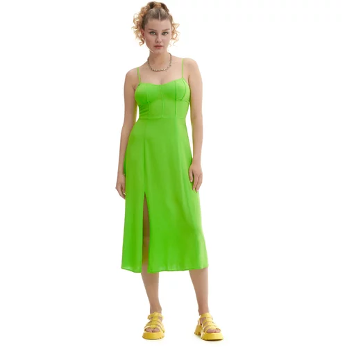 Cropp - Obleka s trakovi - Zelena