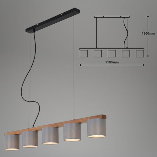 BRILONER 4075-054 - Luster na sajli RHON 5xE14/25W/230V Slike