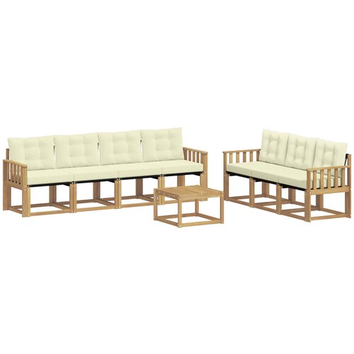 Set vanjskih sofa 8 kom. Bijela i krem Smeđa 59 x 59 x 37 cm Slike