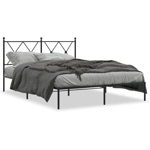 Maison Chic Kovinski Posteljni okvir - Dvoposteljna postelja - Zakonska postelja z vzglavjem črn 140x190 cm, (21692308) Slike