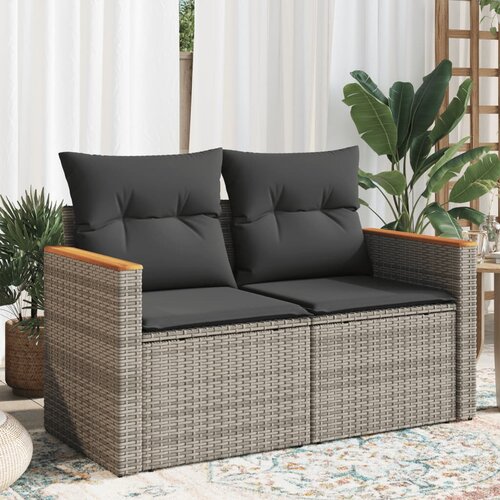  The living store vrtni kavč z blazinami 2-sedežni siv poli ratan - vrtni kavč, (21444005) Slike