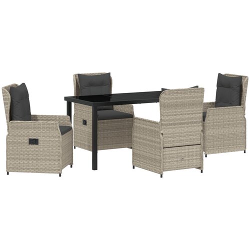 vidaXL Set od 5 komada vrtnog namještaja svjetlosive boje, Vrtni stol crni 140x80x73 cm, kaljeno staklo Cijene