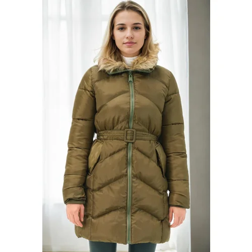 Dewberry Z6767 WOMEN'S COAT-KHAKI-1