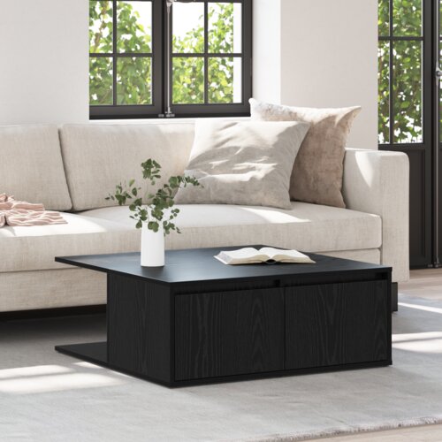 VidaXL Stolić za kavu Crni hrast 80 x 80 x 31 cm Konstruirano drvo Slike