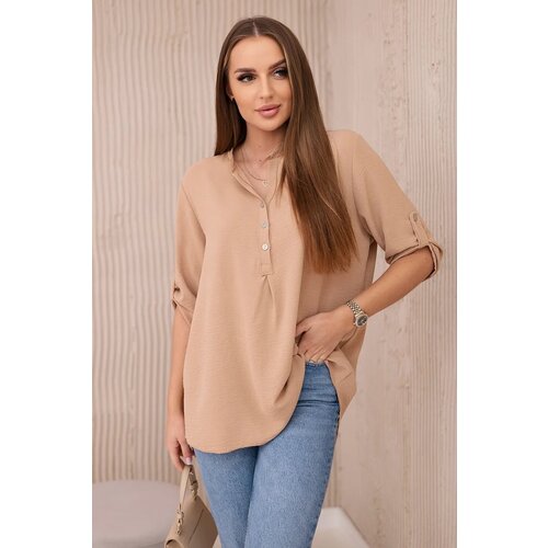 Kesi Blouse with a longer back Camel Slike