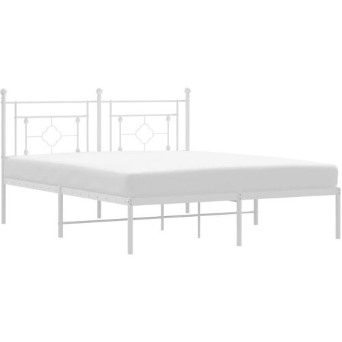 Maison Chic Kovinski Posteljni okvir - Dvoposteljna postelja - Zakonska postelja z vzglavjem bel 160x200 cm, (21693039) Slike