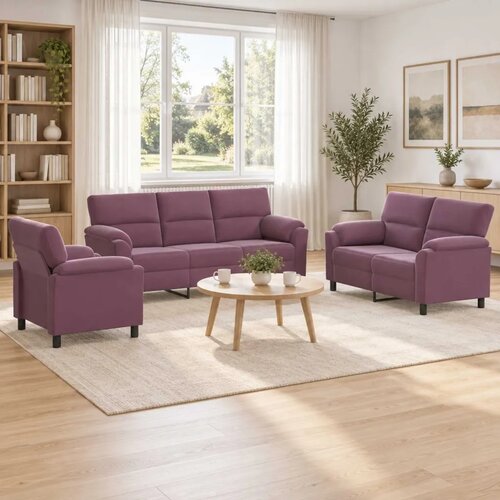  Set sofe 3 pcs Ljubičasta Bar&scaron;un - Ljubičasta 1-sjedalo + 2-sjedalo (140 cm) + 3-sjedalo Cijene