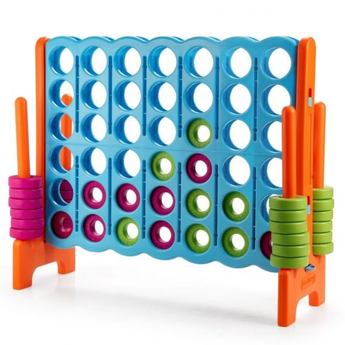  Igra &amp;scaron;tiri v vrsto, Igra &amp;scaron;tiri v vrsto z 42 jumbo krogi, dim. 120 x 42 x 104 cm, modra + oranžna Slike