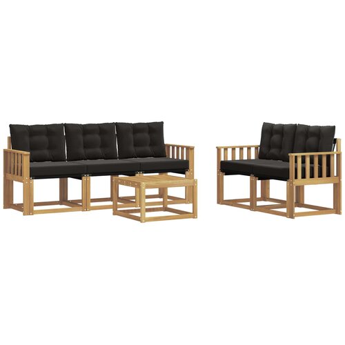vidaXL Zunanja garnitura za sedenje z blazino 6 pcs Bela in črna, (5000281672) Cene