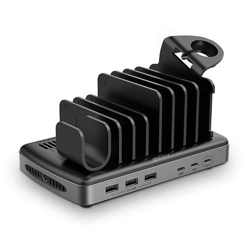 Lindy 73436 charging station organizer Freestanding Aluminium, Plastic Black, Grey Slike