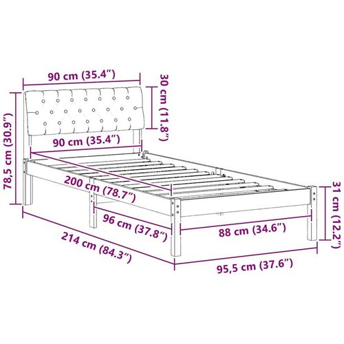  Okvir kreveta Smeđa i taupe 90 x 200 cm Masivna borovina Slike
