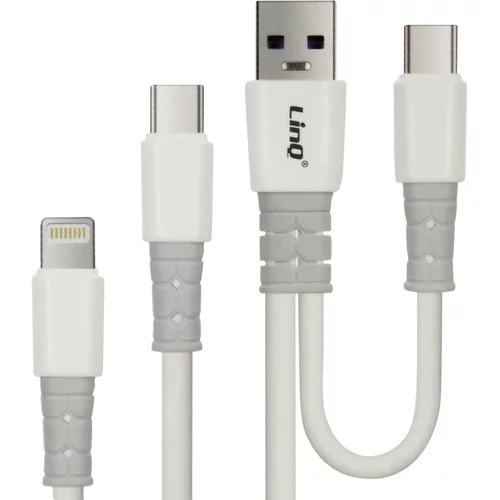 LINQ 4 v 1 napajalni kabel 60 W, dvojni vhod USB / USB-C na dvojni izhod USB-C / Lightning - crn, (20649941)