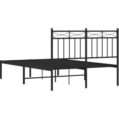  Metalni okvir za krevet s uzglavljem crni 120x200 cm Slike