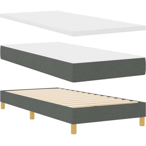 vidaXL Kutna podnica s dušekom i LED Tamno siva 90x200 cm Tkanina Cene