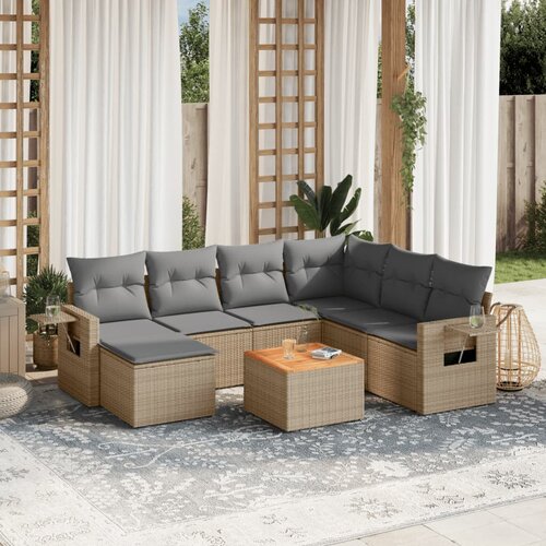 vidaXL 8-dijelni set vrtnih sofa od poliratana s jastucima bež Cijene